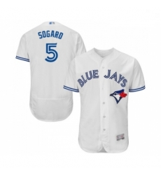 Mens Toronto Blue Jays 5 Eric Sogard White Home Flex Base Authentic Collection Baseball Jersey