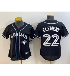 Women Toronto Blue Jays  22 Ernie Clement 2026 Fashion Replica Black Out Stitched Baseball Jersey  