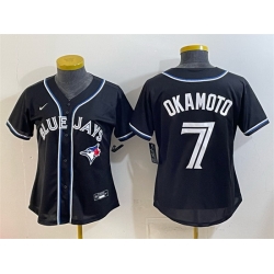 Women Toronto Blue Jays  7 Kazuma Okamoto 2026 Fashion Replica Black Out Stitched
