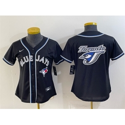 Women Toronto Blue Jays Team Big Logo 2026 Fashion Replica Black Out Stitched Baseball Jersey  