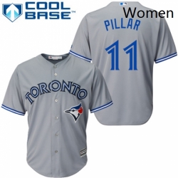 Womens Majestic Toronto Blue Jays 11 Kevin Pillar Replica Grey MLB Jersey