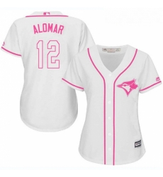 Womens Majestic Toronto Blue Jays 12 Roberto Alomar Authentic White Fashion Cool Base MLB Jersey