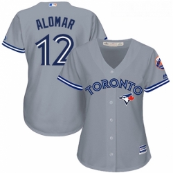 Womens Majestic Toronto Blue Jays 12 Roberto Alomar Replica Grey Road MLB Jersey