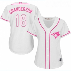 Womens Majestic Toronto Blue Jays 18 Curtis Granderson Replica White Fashion Cool Base MLB Jersey 