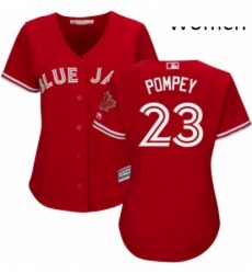 Womens Majestic Toronto Blue Jays 23 Dalton Pompey Authentic Scarlet Alternate MLB Jersey