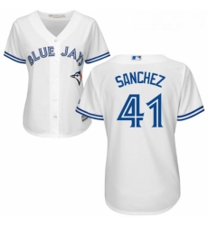 Womens Majestic Toronto Blue Jays 41 Aaron Sanchez Replica White Home MLB Jersey