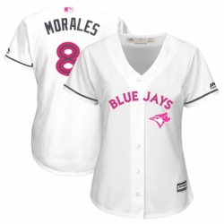 Womens Majestic Toronto Blue Jays 8 Kendrys Morales Authentic White Mothers Day Cool Base MLB Jersey