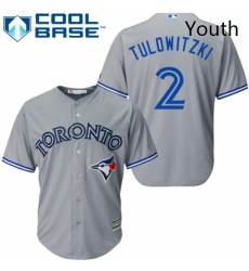 Youth Majestic Toronto Blue Jays 2 Troy Tulowitzki Authentic Grey Road MLB Jersey