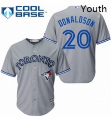 Youth Majestic Toronto Blue Jays 20 Josh Donaldson Authentic Grey Road MLB Jersey