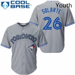 Youth Majestic Toronto Blue Jays 26 Yangervis Solarte Authentic Grey Road MLB Jersey 