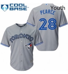 Youth Majestic Toronto Blue Jays 28 Steve Pearce Authentic Grey Road MLB Jersey 