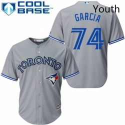 Youth Majestic Toronto Blue Jays 74 Jaime Garcia Authentic Grey Road MLB Jersey 