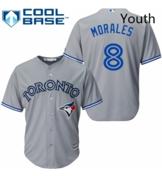 Youth Majestic Toronto Blue Jays 8 Kendrys Morales Replica Grey Road MLB Jersey