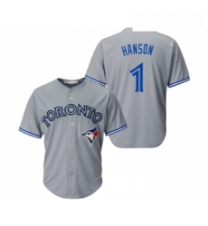 Youth Toronto Blue Jays 1 Alen Hanson Replica Grey Road Baseball Jersey 