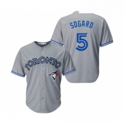 Youth Toronto Blue Jays 5 Eric Sogard Replica Grey Road Baseball Jersey 