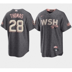 Men Washington Nationals 28 Lane Thomas 2022 Grey City Connect Cherry Blossom Cool Base Stitched jersey