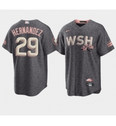 Men Washington Nationals 29 Yadiel Hernandez 2022 Grey City Connect Cherry Blossom Cool Base Stitched jersey