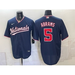 Men Washington Nationals  5 CJ Abrams Navy Stitched Baseball Jersey