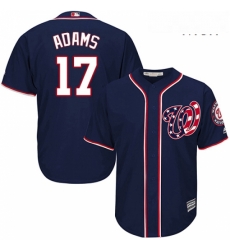 Mens Majestic Washington Nationals 17 Matt Adams Replica Navy Blue Alternate 2 Cool Base MLB Jersey 