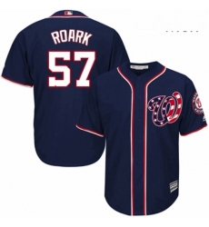 Mens Majestic Washington Nationals 57 Tanner Roark Replica Navy Blue Alternate 2 Cool Base MLB Jersey 