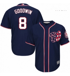 Mens Majestic Washington Nationals 8 Brian Goodwin Replica Navy Blue Alternate 2 Cool Base MLB Jersey 