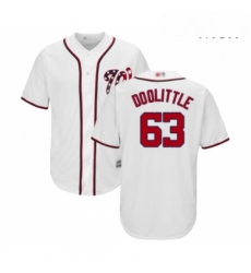 Mens Washington Nationals 63 Sean Doolittle Replica White Home Cool Base Baseball Jersey 