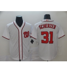 Nationals 31 Max Scherzer White Cool Base Jersey