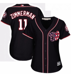 Womens Majestic Washington Nationals 11 Ryan Zimmerman Replica Navy Blue Alternate 2 Cool Base MLB Jersey