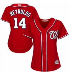 Womens Majestic Washington Nationals 14 Mark Reynolds Authentic Red Alternate 1 Cool Base MLB Jersey 