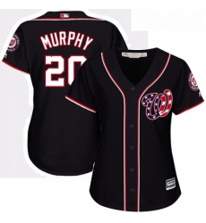 Womens Majestic Washington Nationals 20 Daniel Murphy Replica Navy Blue Alternate 2 Cool Base MLB Jersey