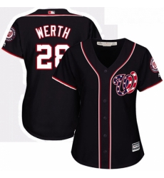 Womens Majestic Washington Nationals 28 Jayson Werth Authentic Navy Blue Alternate 2 Cool Base MLB Jersey