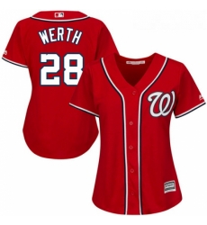 Womens Majestic Washington Nationals 28 Jayson Werth Replica Red Alternate 1 Cool Base MLB Jersey