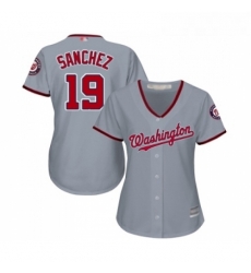 Womens Washington Nationals 19 Anibal Sanchez Replica Grey Road Cool Base Baseball Jersey 