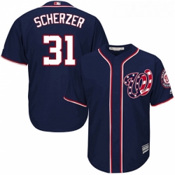 Youth Majestic Washington Nationals 31 Max Scherzer Authentic Navy Blue Alternate 2 Cool Base MLB Jersey