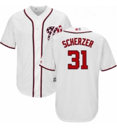 Youth Majestic Washington Nationals 31 Max Scherzer Authentic White Home Cool Base MLB Jersey