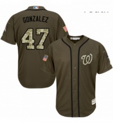 Youth Majestic Washington Nationals 47 Gio Gonzalez Replica Green Salute to Service MLB Jersey