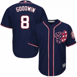 Youth Majestic Washington Nationals 8 Brian Goodwin Replica Navy Blue Alternate 2 Cool Base MLB Jersey 