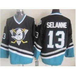 Anaheim Ducks 13 Teemu Selanne Black NHL Hockey Jersey