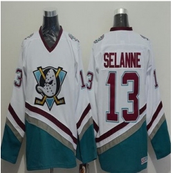 Anaheim Ducks #13 Teemu Selanne White CCM Throwback Stitched NHL Jersey