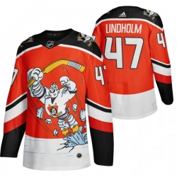 Men Anaheim Ducks 47 Hampus Lindholm Red Adidas 2020 21 Reverse Retro Alternate NHL Jersey