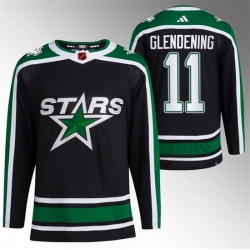 Men Dallas Stars 11 Luke Glendening Black 2022 23 Reverse Retro Stitched Jersey