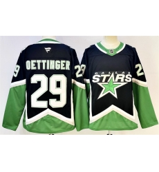 Men Dallas Stars  29 Jake Oettinger Black 2025 26 Alternate Stitched Hockey Jersey