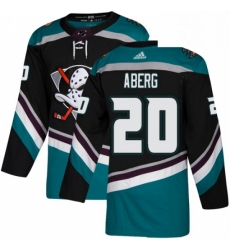 Mens Adidas Anaheim Ducks 20 Pontus Aberg Black Teal Alternate Authentic Stitched NHL Jersey 