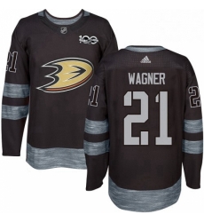 Mens Adidas Anaheim Ducks 21 Chris Wagner Authentic Black 1917 2017 100th Anniversary NHL Jersey 