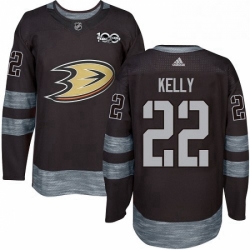 Mens Adidas Anaheim Ducks 22 Chris Kelly Authentic Black 1917 2017 100th Anniversary NHL Jerse