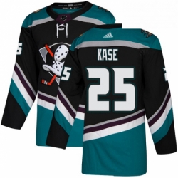 Mens Adidas Anaheim Ducks 25 Ondrej Kase Authentic Black Teal Third NHL Jersey 