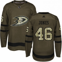 Mens Adidas Anaheim Ducks 46 Max Jones Authentic Green Salute to Service NHL Jersey 