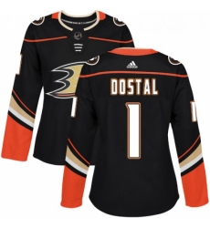 Womens Adidas Anaheim Ducks 1 Lukas Dostal Authentic Black Home NHL Jersey 