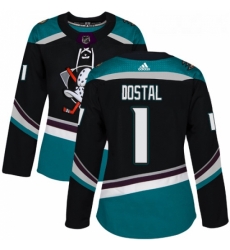 Womens Adidas Anaheim Ducks 1 Lukas Dostal Authentic Black Teal Third NHL Jersey 