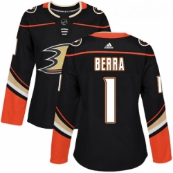 Womens Adidas Anaheim Ducks 1 Reto Berra Premier Black Home NHL Jersey 